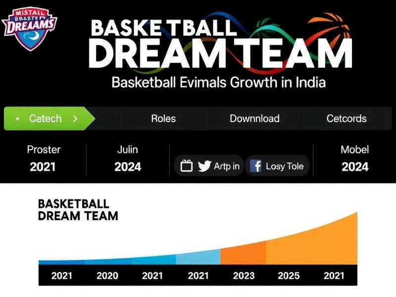 Basketball Dream Team Download Growth Infographic showing Basketball Dream Team's download growth in India from 2021 to 2025